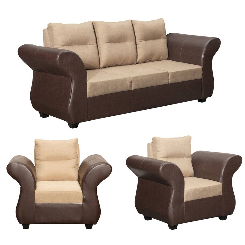 GENERICO - JUEGO DE LIVING ZARA 311 TELA -PU BEIGE