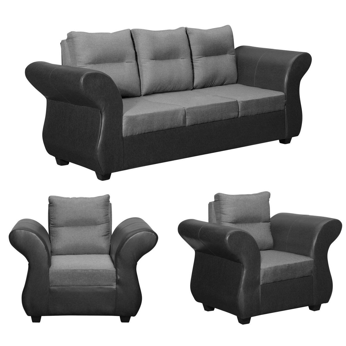 GENERICO - JUEGO DE LIVING ZARA 311 TELA -PU GRIS…