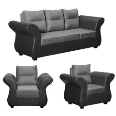 GENERICO - JUEGO DE LIVING ZARA 311 TELA -PU GRIS…