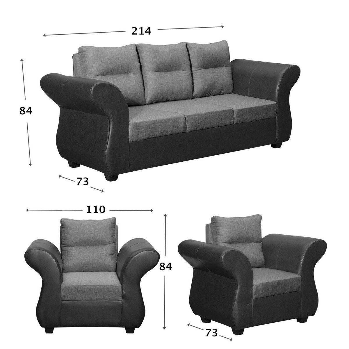 GENERICO - JUEGO DE LIVING ZARA 311 TELA -PU GRIS…