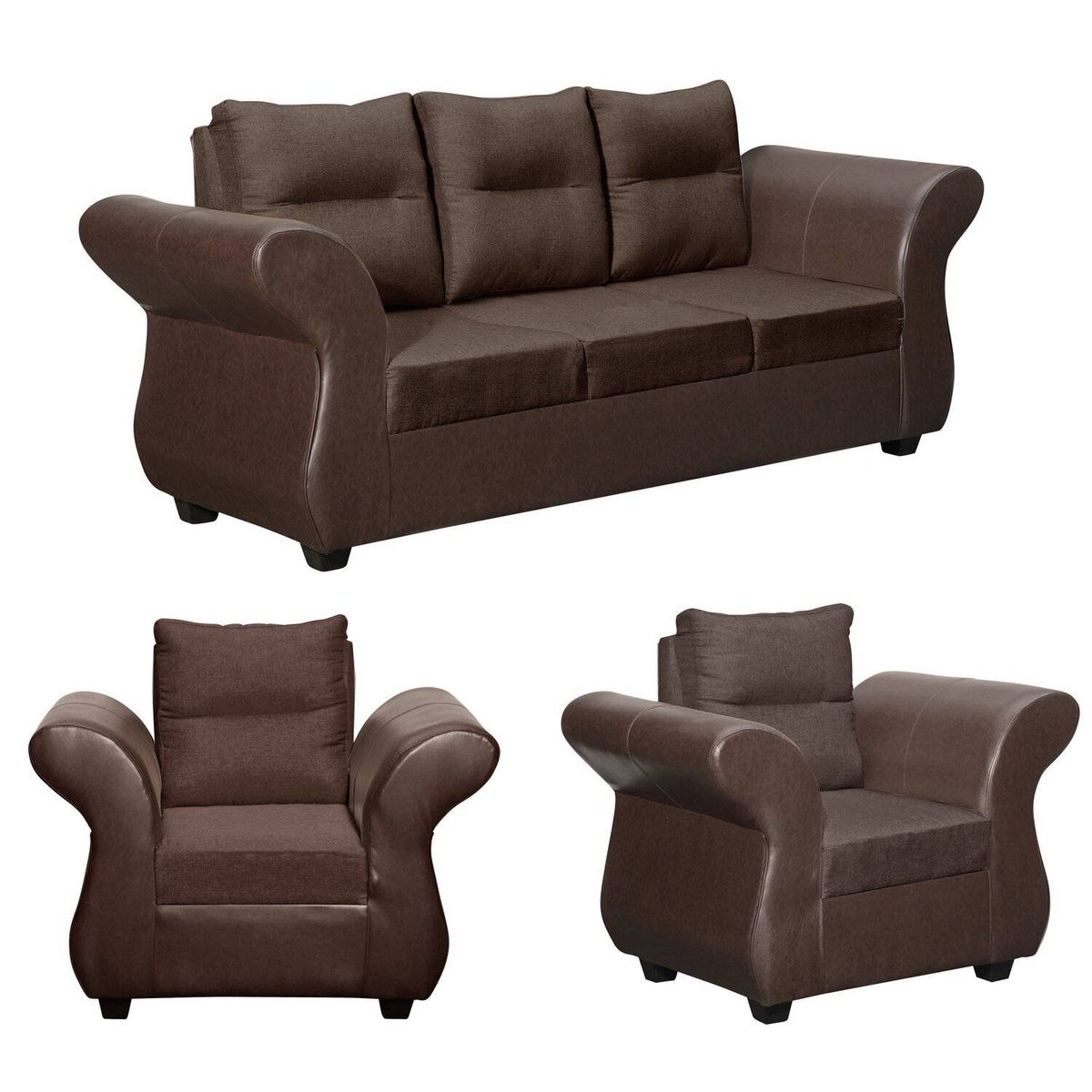 GENERICO - JUEGO DE LIVING ZARA 311 TELA -PU CHOCOLATE…