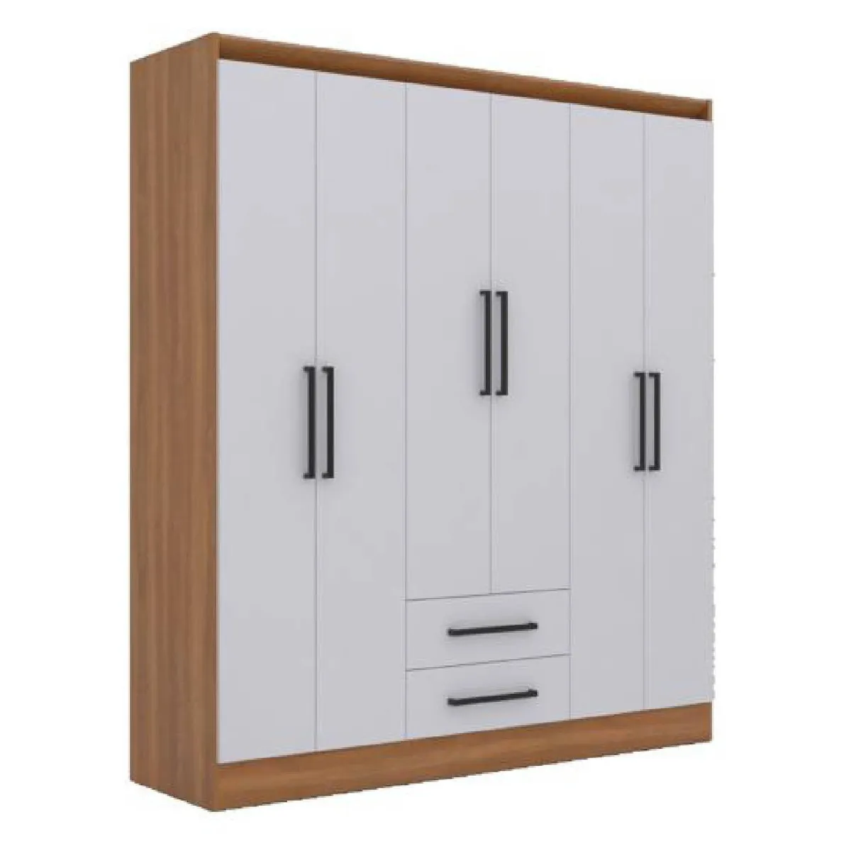 ROCA - Clóset 6 puertas 2 cajones ámbar Blanco-Canela