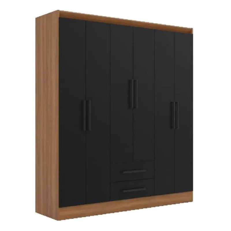 ROCA - Clóset 6 puertas 2 cajones ámbar Canela-Negro