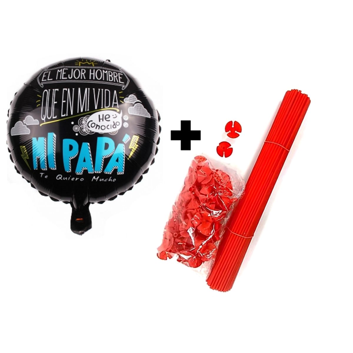 GENERICO - Set 50 Globos Foil Dia del Padre con Varillas Gruesas