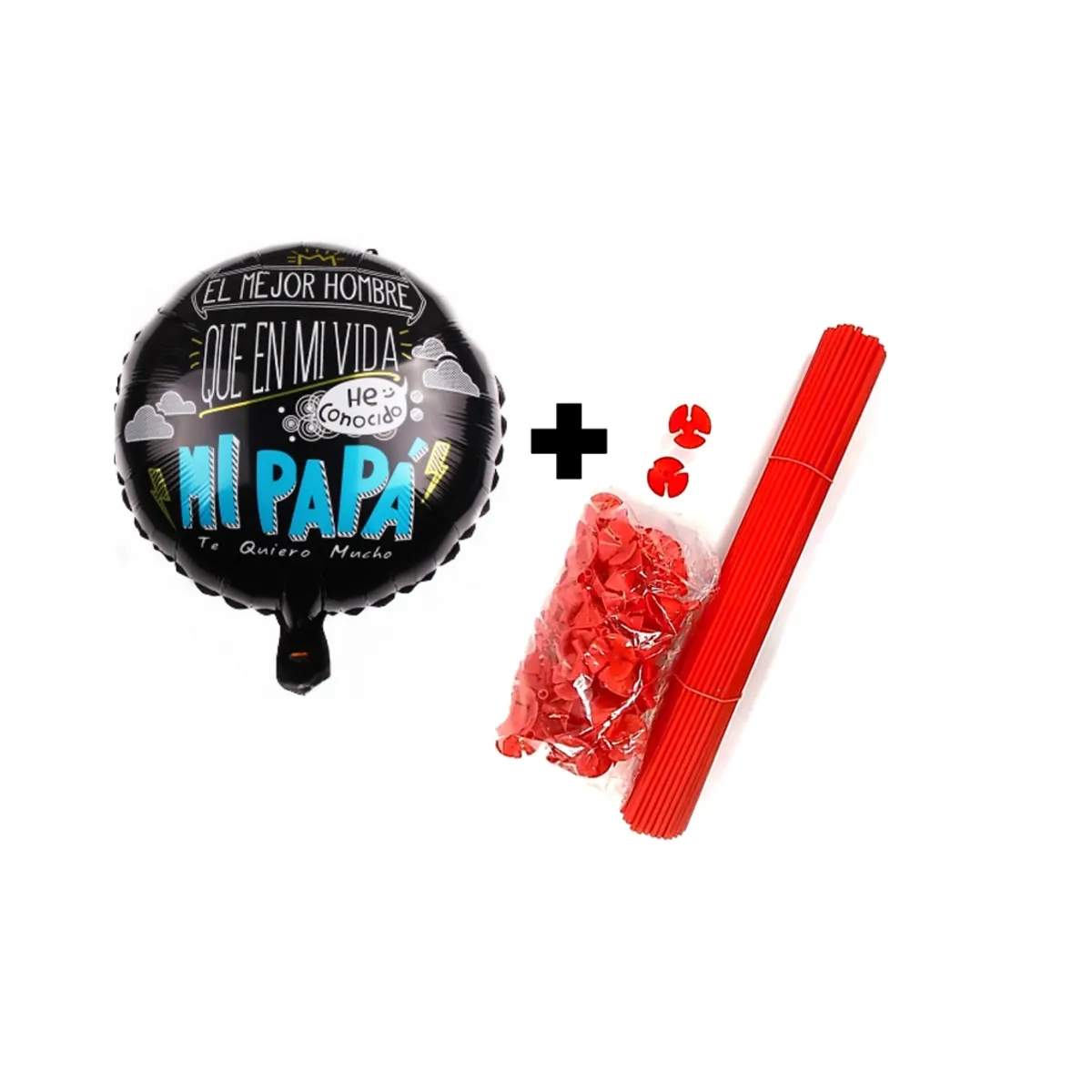 GENERICO - Set 50 Globos Foil Dia del Padre con Varillas Gruesas
