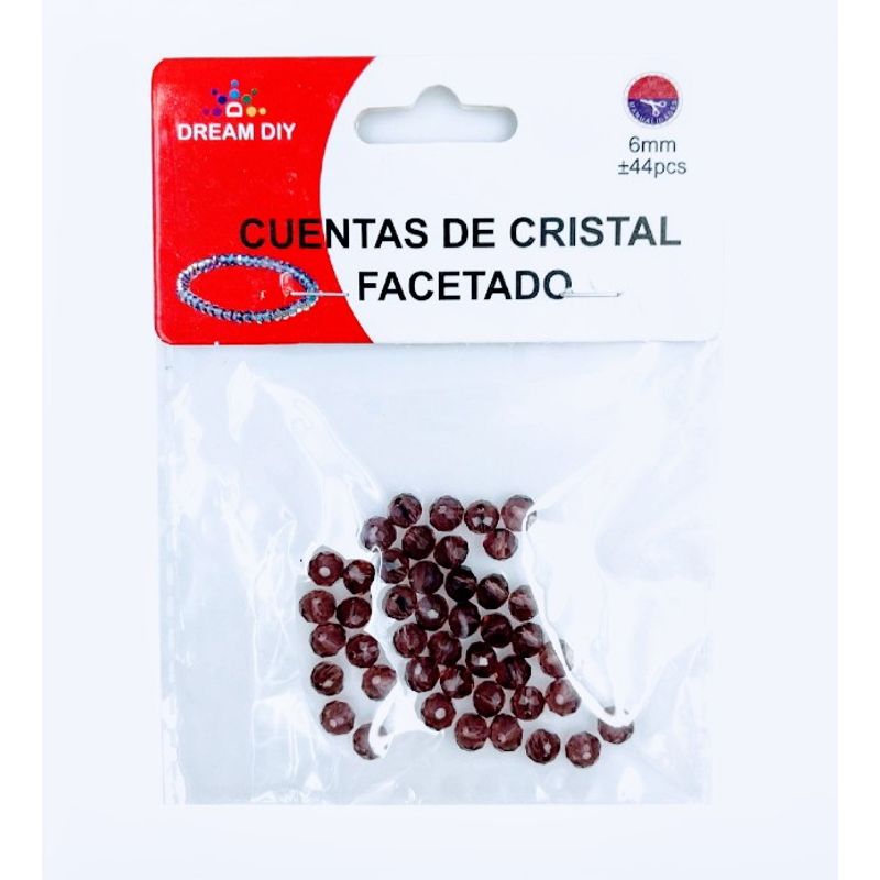 A - Cuentas de cristal facetado color vino tinto de 6mm