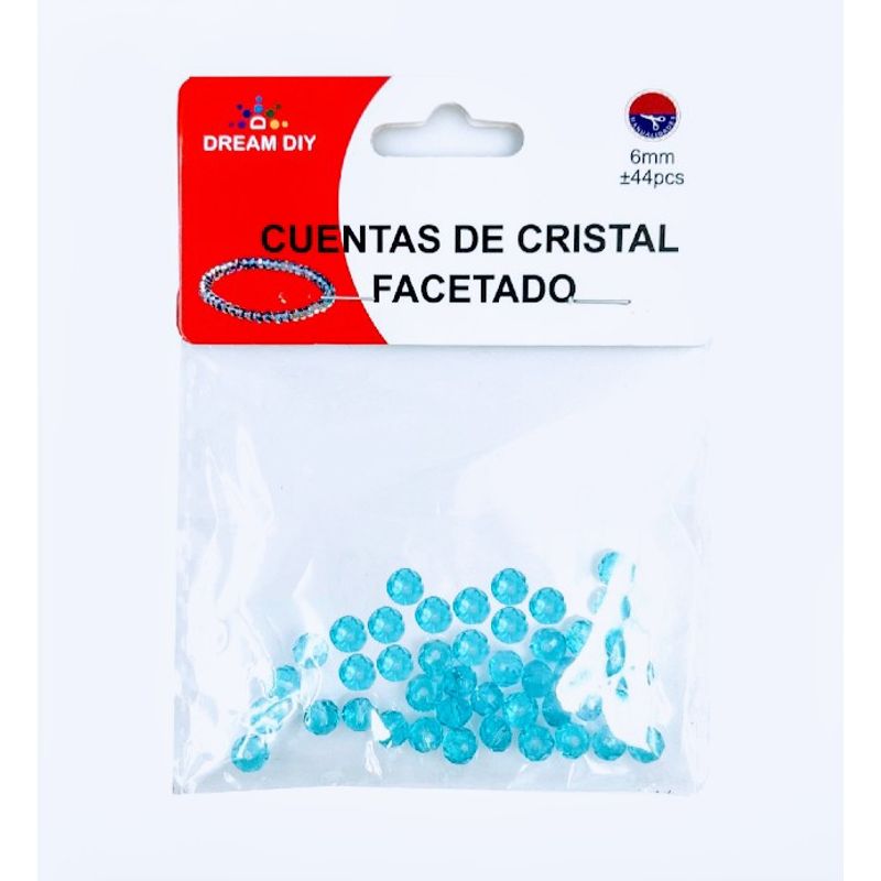 A - cuentas de cristal facetado color azul de 6mm