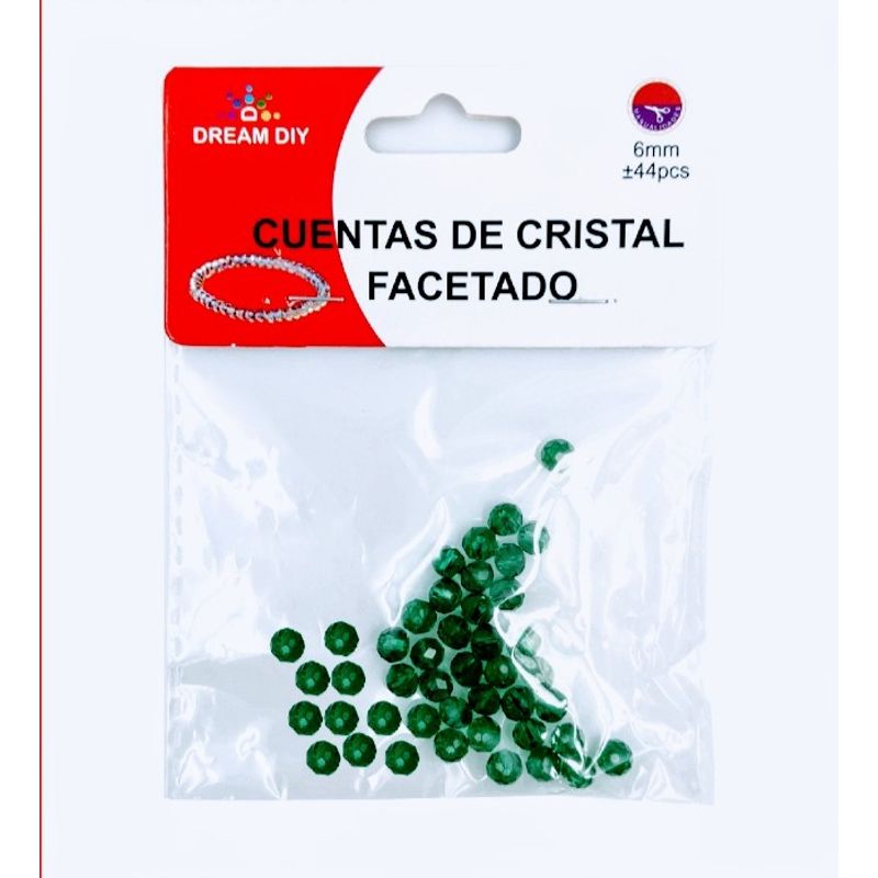 A - Cuentas de cristal facetado color esmeralda 6mm