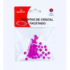 A - Cuentas de cristal facetado color rosado de 6mm