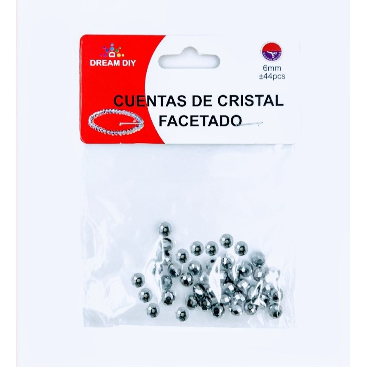 A - Cuentas de cristal facetado color plateado 6mm