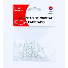 A - Cuentas de cristal facetado color blanco de 6mm