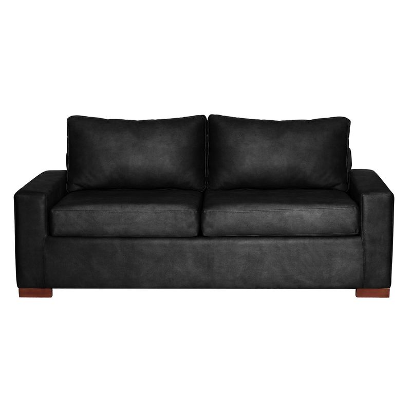 LATAM HOME - Sofá Cama Livorno 2 Plazas Cuero Kentucky Negro