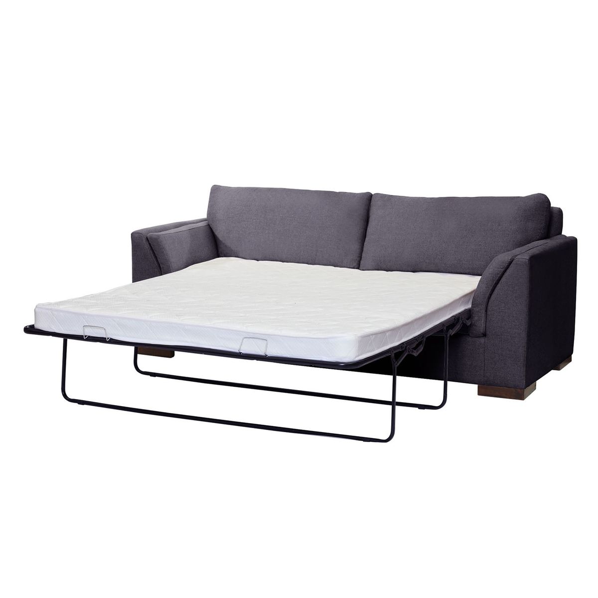 LATAM HOME - Sofá Cama Milan 3C Cuero Lino Gris Oscuro Con Asiento de Resortes Pocket