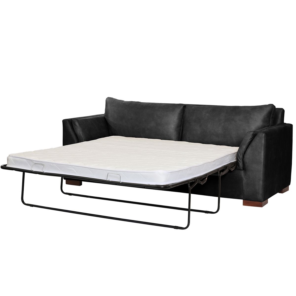LATAM HOME - Sofá Cama Milan 3C Cuero Kentucky Negro Con Asiento de Resortes Pocket
