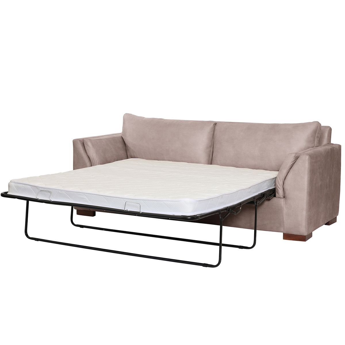 LATAM HOME - Sofá Cama Milan 3C Cuero Kentucky Gris Con Asiento de Resortes Pocket