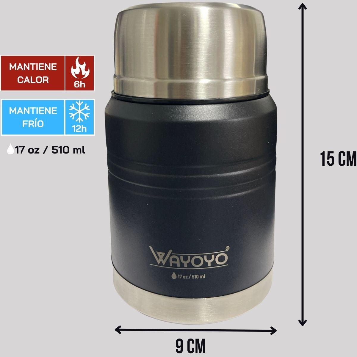 WAYOYO - Termo Comida Wayoyo 510ml Acero Inoxidable 304 al Vacío con Cuchara