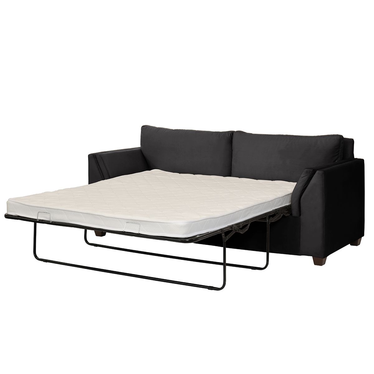 LATAM HOME - Sofá Cama Milan 3C Tela Felpa Negro Con Asiento de Resortes Pocket