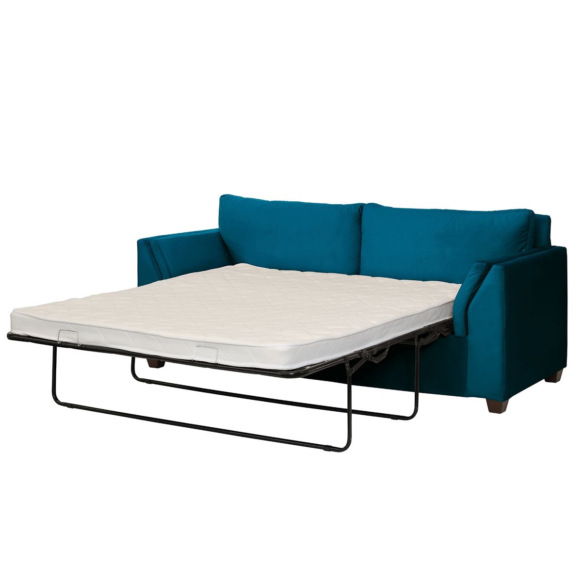 LATAM HOME - Sofá Cama Milan 3C Tela Velvet Azul Petroleo Con Asiento de Resortes Pocket
