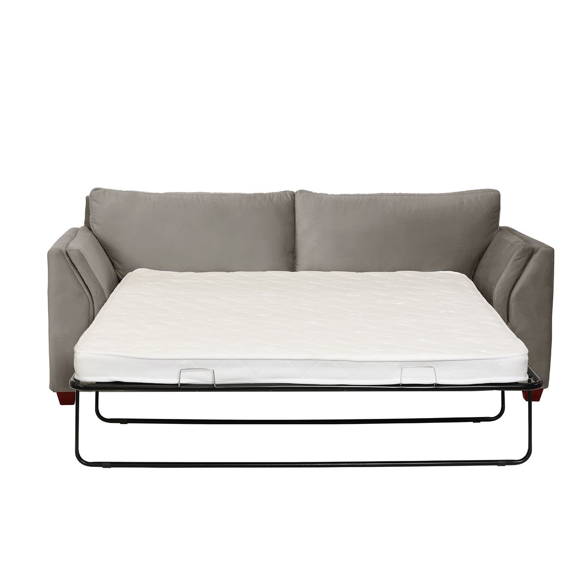 LATAM HOME - Sofá Cama Milan 3C Tela Velvet Gris Con Asiento de Resortes Pocket