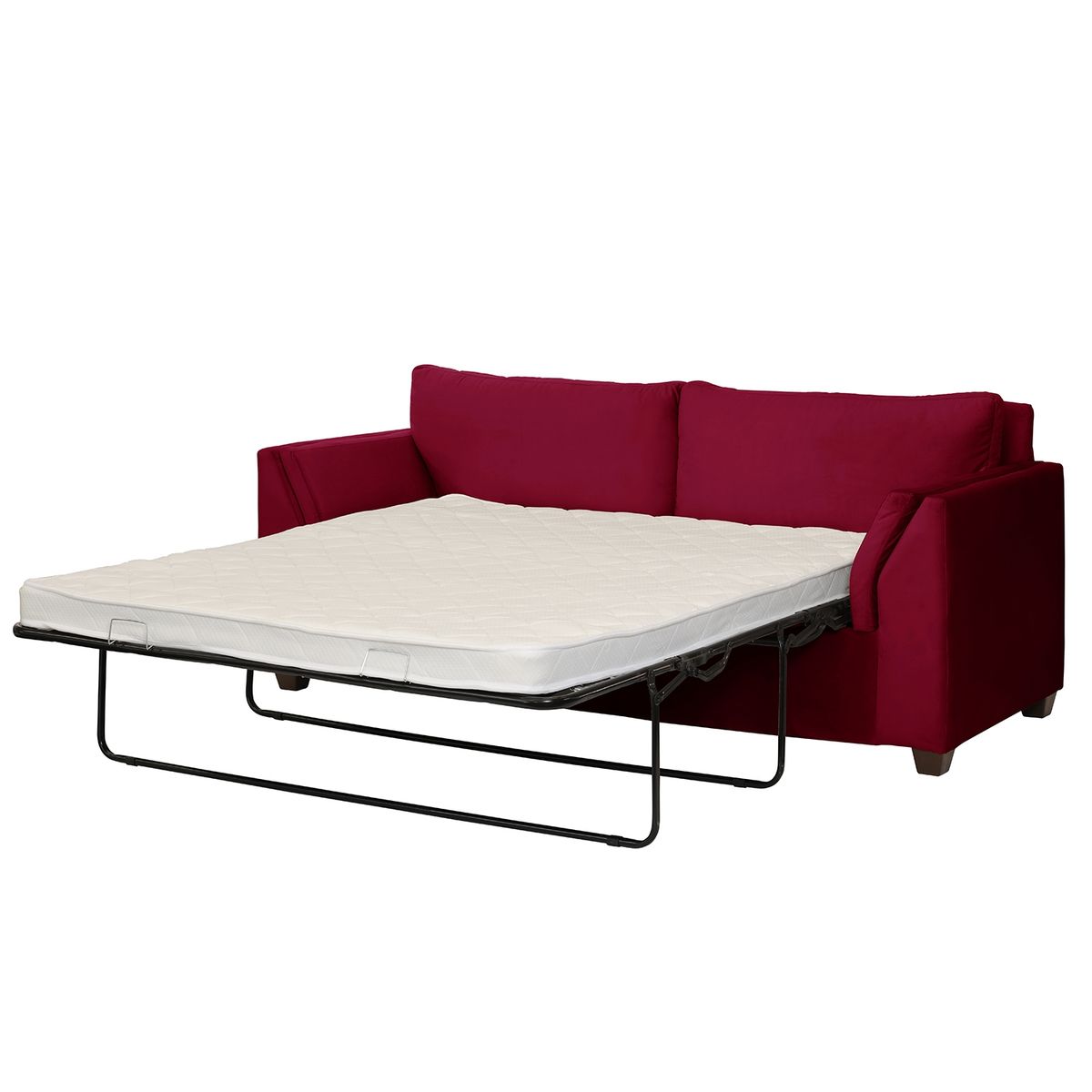LATAM HOME - Sofá Cama Milan 3C Tela Velvet Burdeo Con Asiento de Resortes Pocket