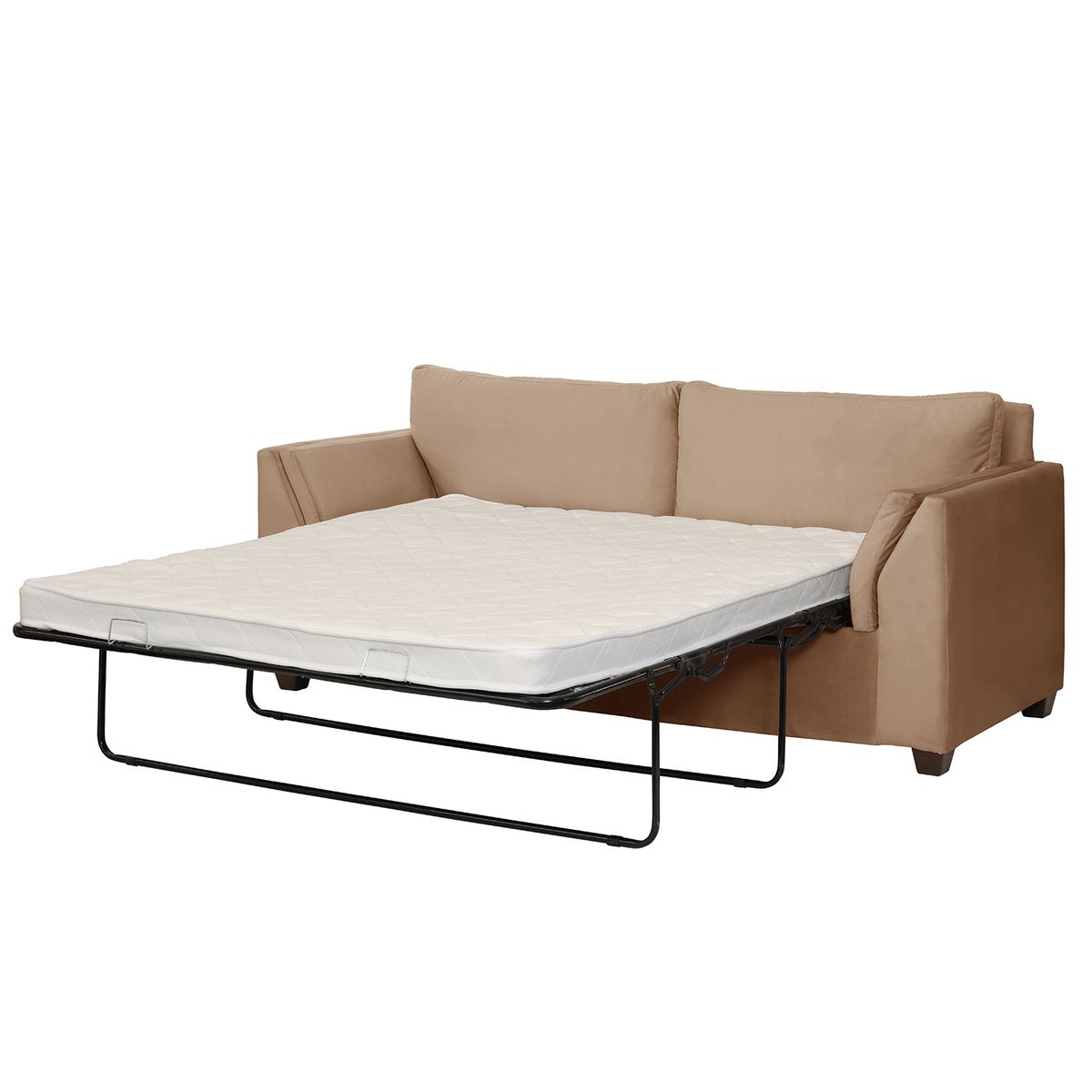 LATAM HOME - Sofá Cama Milan 3C Tela Velvet Beige Con Asiento de Resortes Pocket