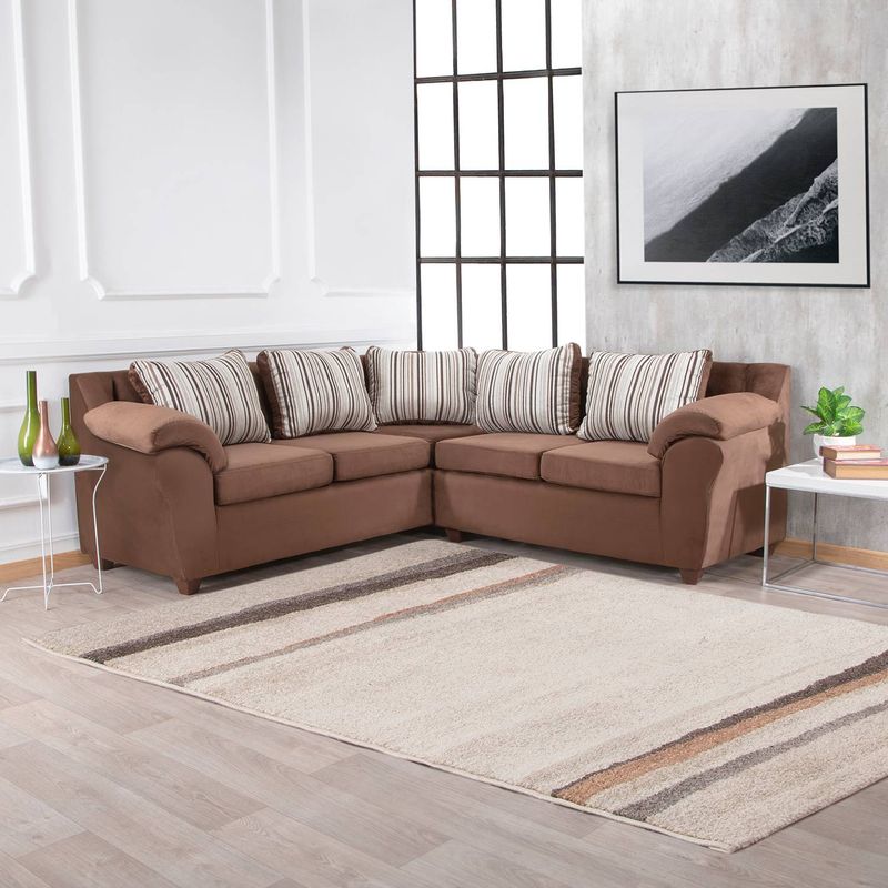 MUEBLES MPR - Sofá Seccional Cattaleya Felpa Café