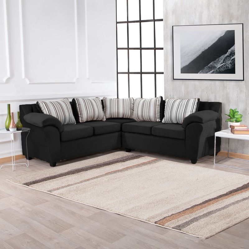 MUEBLES MPR - Sofá Secc Cattaleya Felpa Negro