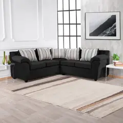 MUEBLES MPR - Sofá Secc Cattaleya Felpa Negro