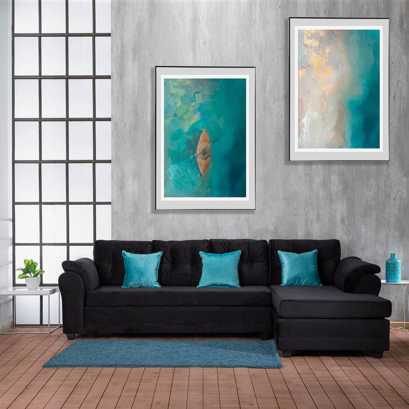 MUEBLES MPR - Sofá Secc Journey Felpa Negro Derecho