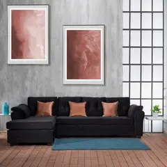 MUEBLES MPR - Sofá Secc Journey Felpa Negro Izquierdo