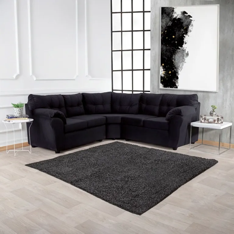 Sofa Seccional Alerce Felpa Negro 2.1.2 - 5 Cuerpos Negro