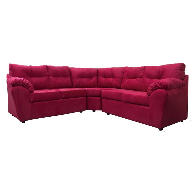 MUEBLES MPR - Sofá Seccional Alerce Felpa Rojo