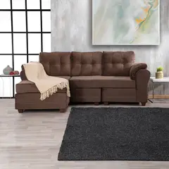MUEBLES MPR - Sofá Seccional Intercambiable Queen Felpa Café