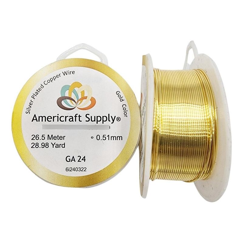 GENERICO - Alambre Para Bisutería Americraft Supply Calibre 24 - Dorado