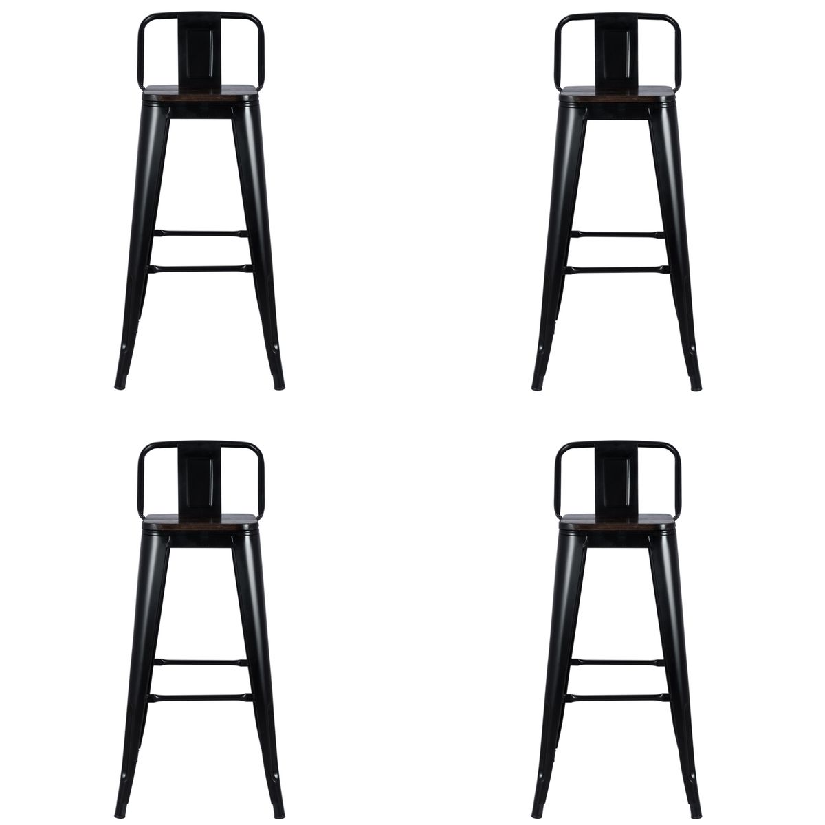 BOKAN - Pack 4 Bancos De Bar Tolix París Negro