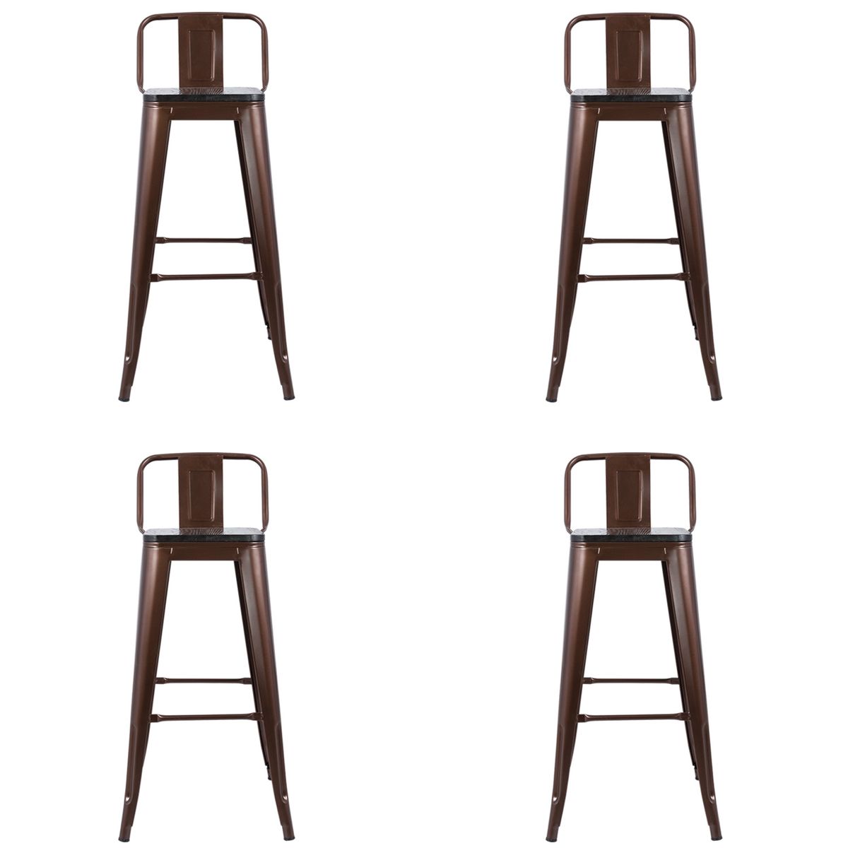 BOKAN - Pack 4 Bancos De Bar Tolix París Cobre