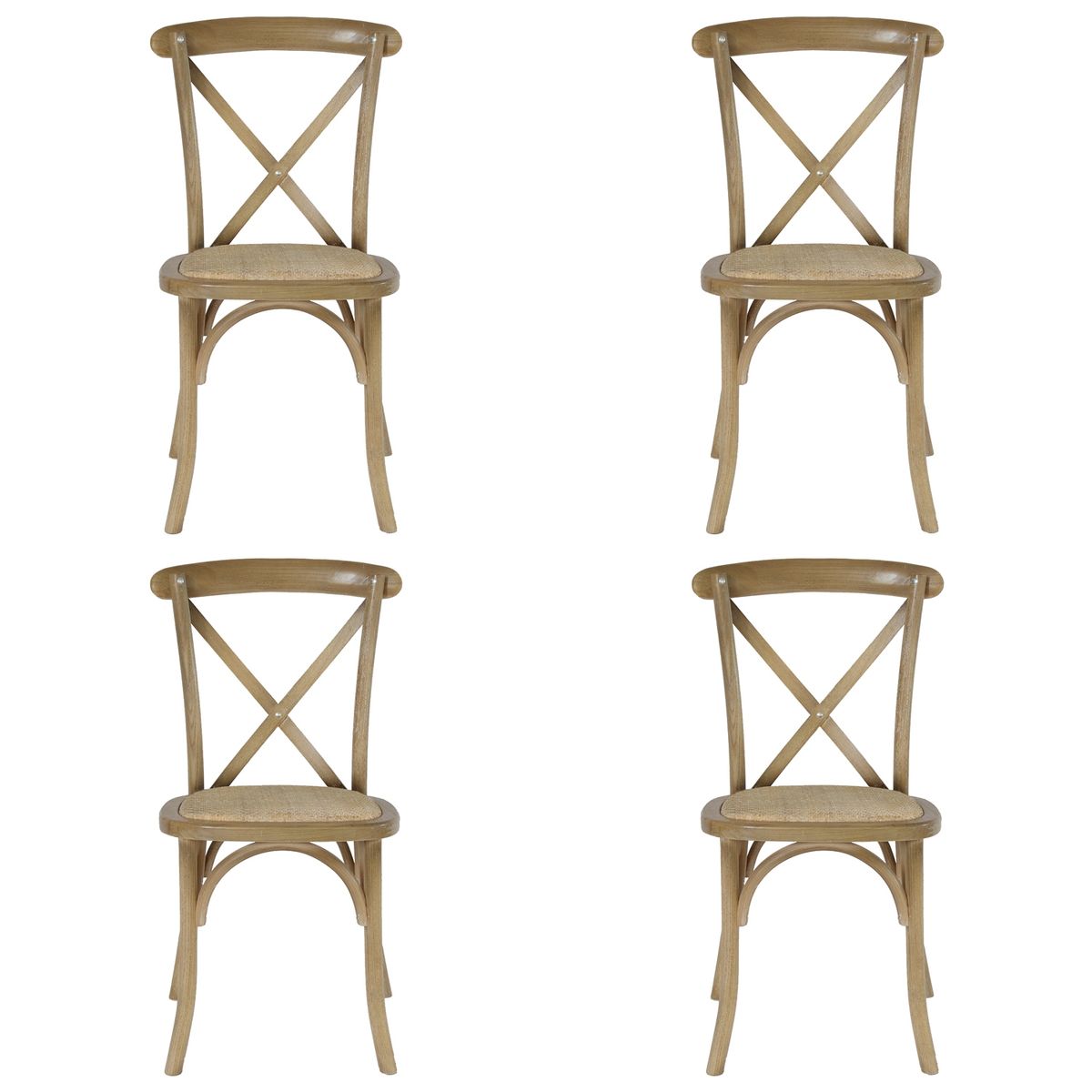 BOKAN - Pack 4 Sillas de Comedor Toscana Ratán Natural Light