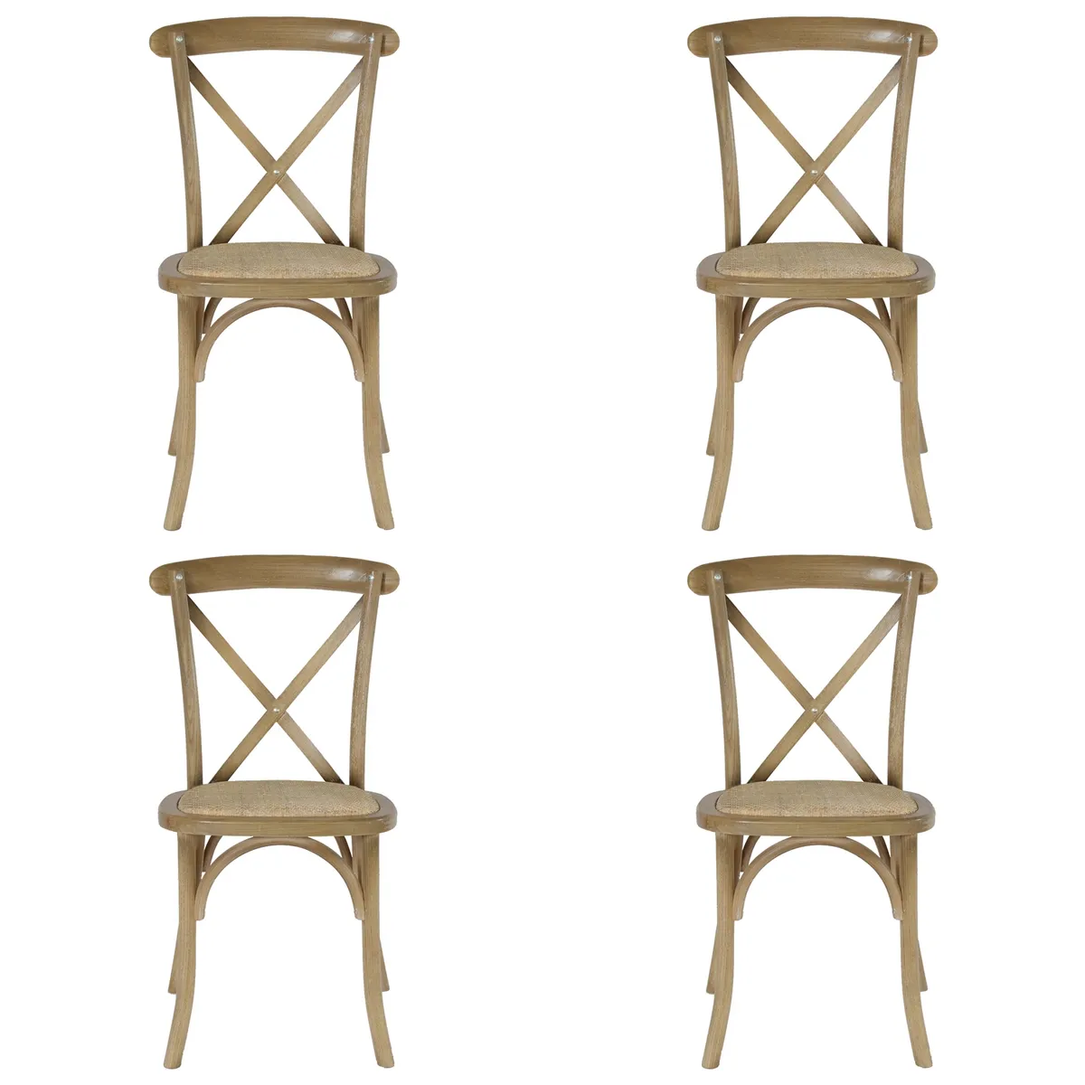 BOKAN - Pack 4 Sillas de Comedor Toscana Ratán Natural Light