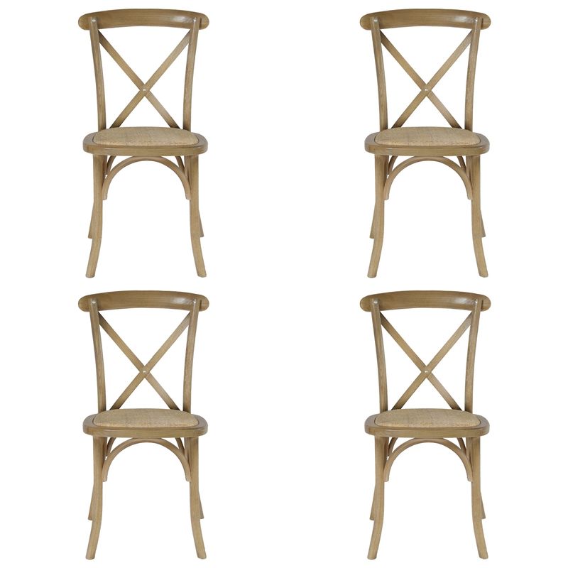 BOKAN - Pack 4 Sillas de Comedor Toscana Ratán Natural Light
