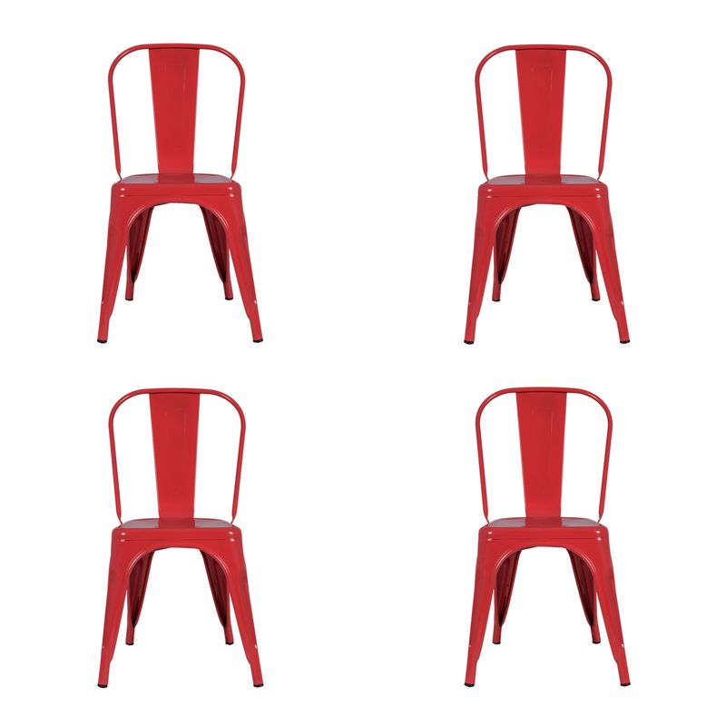 BOKAN - Pack 4 Sillas de Diseño Tolix París Rojo