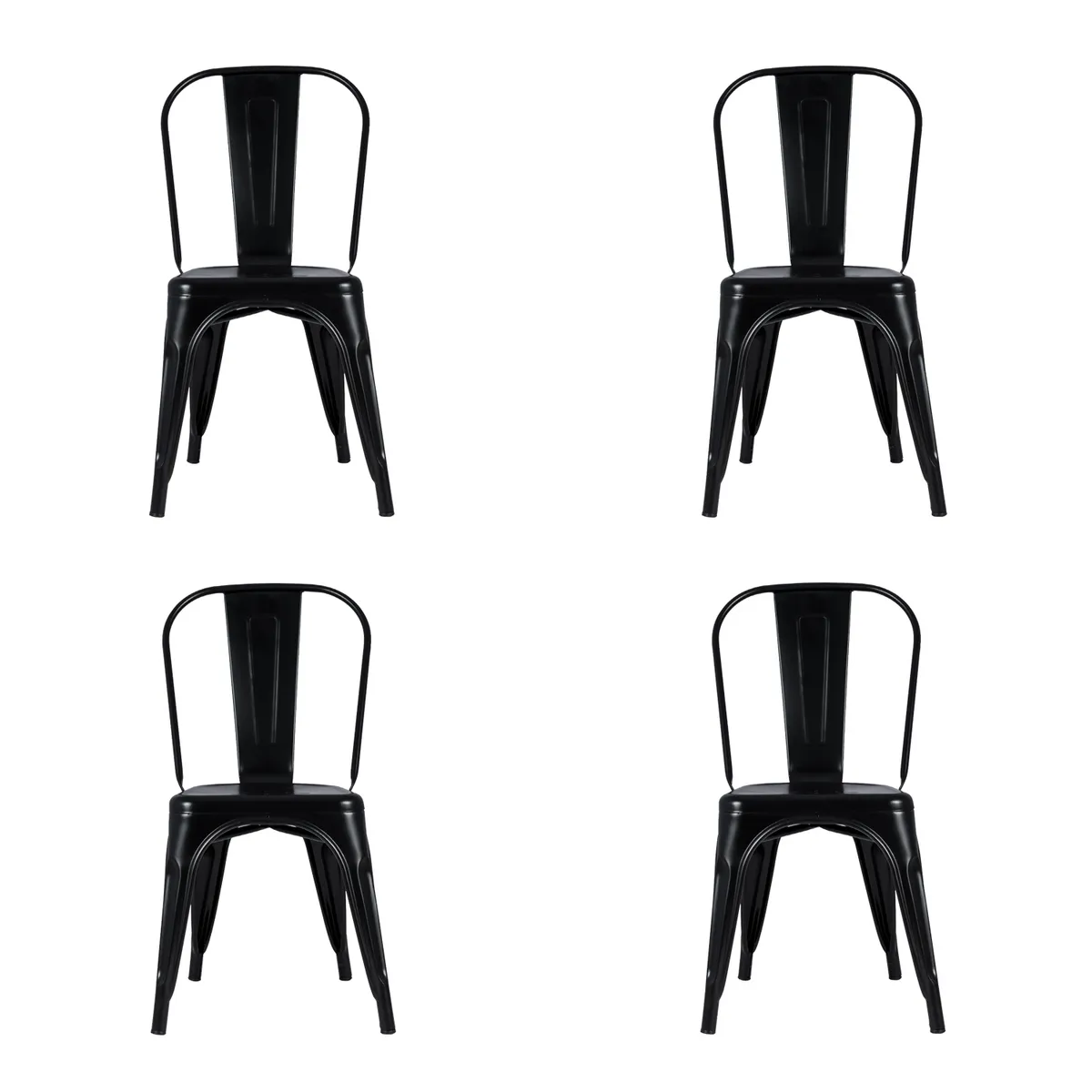 BOKAN - Pack 4 Sillas de Diseño Tolix París Negro