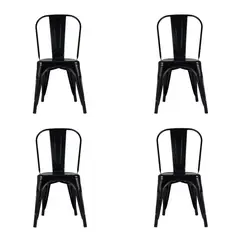 BOKAN - Pack 4 Sillas de Diseño Tolix París Negro