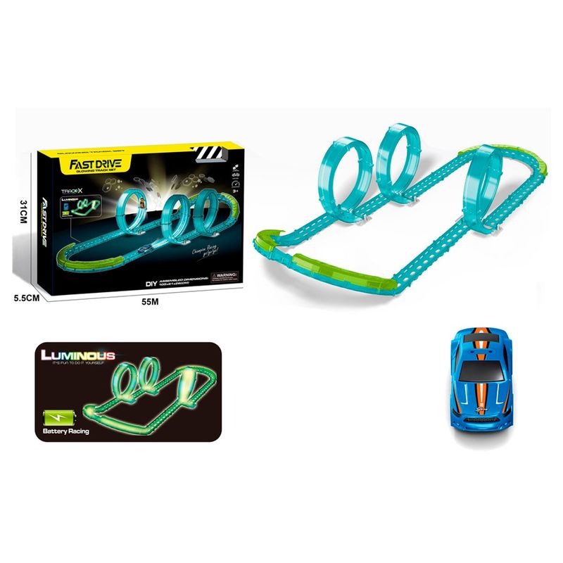 MAGNETICS - Pista de Auto Luminosa Magnetics con 3 Loops