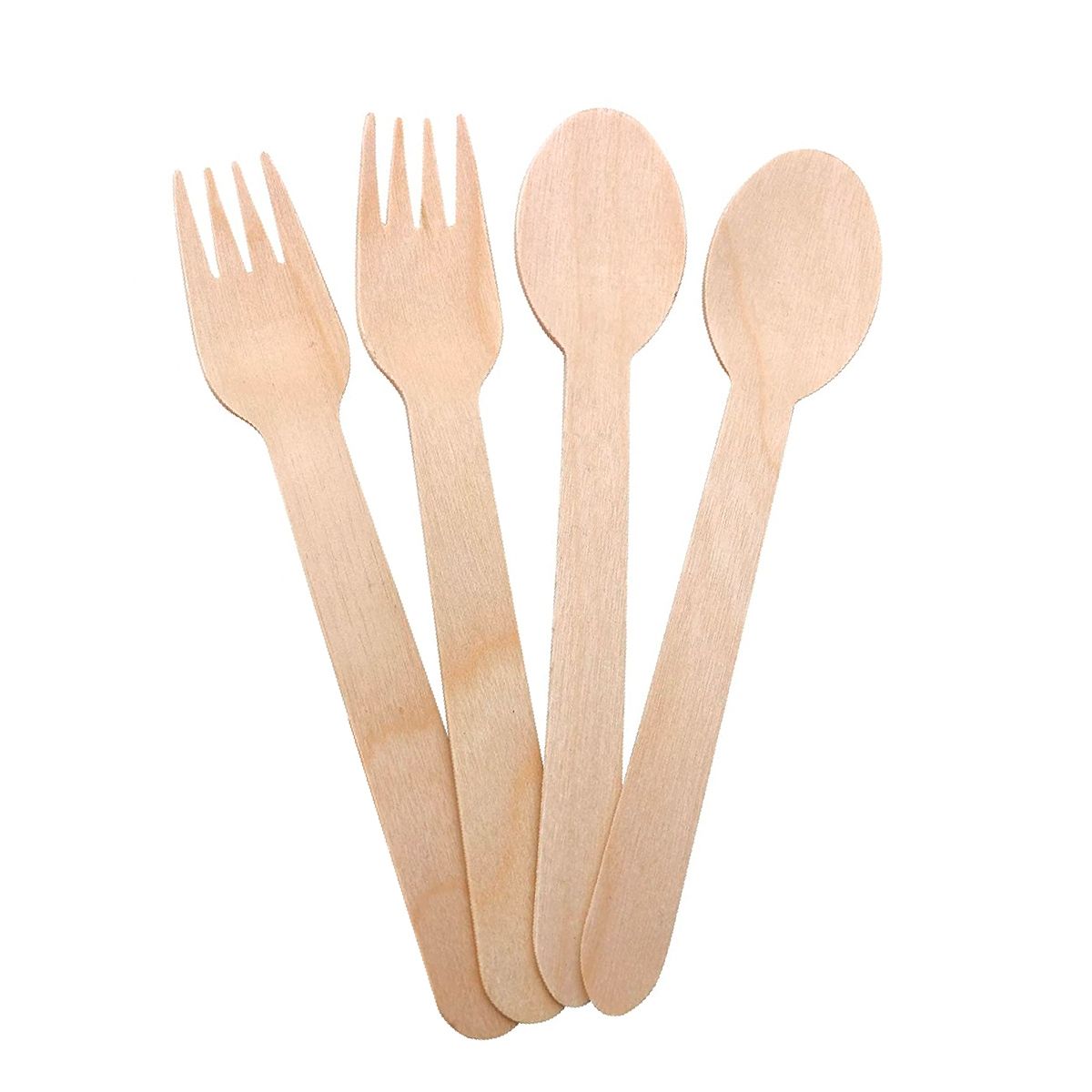 GENERICO - Juego de Cubiertos Set Cuchara Tenedor Madera Bambú Desechable