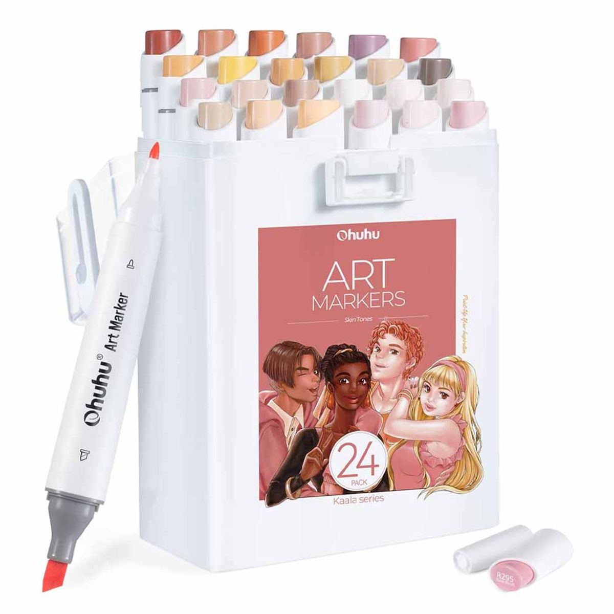 OHUHU - Ohuhu 24 Marcadores Piel De Alcohol + 1 Blender.