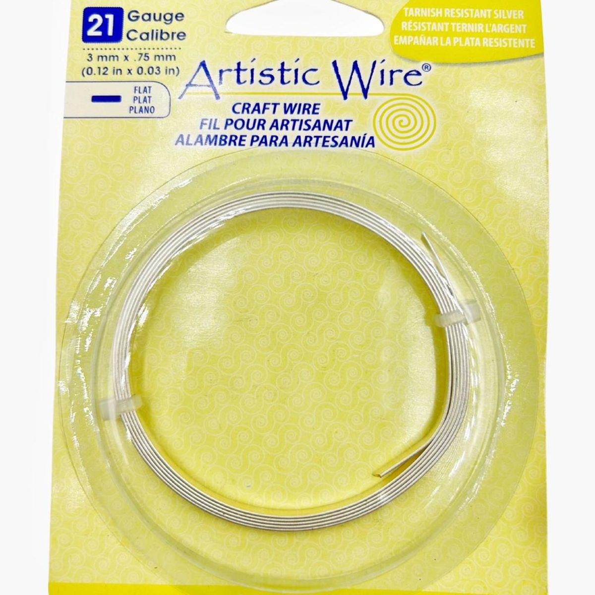 GENERICO - Alambre Para Bisutería Plano Calibre 21 Artistic Wire - Plateado