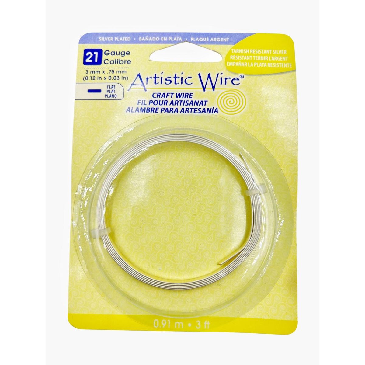 GENERICO - Alambre Para Bisutería Plano Calibre 21 Artistic Wire - Plateado