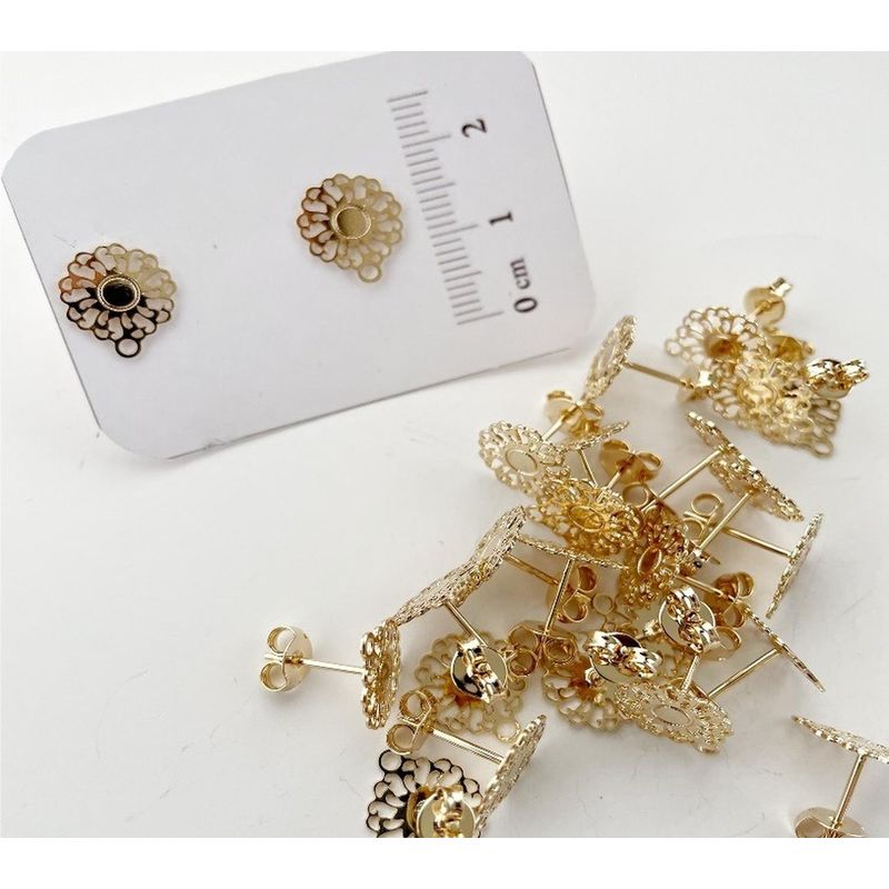 GENERICO - Set De 12 Pares De Bases De Aros Con Baño De Oro Modelos 4 - Dorado