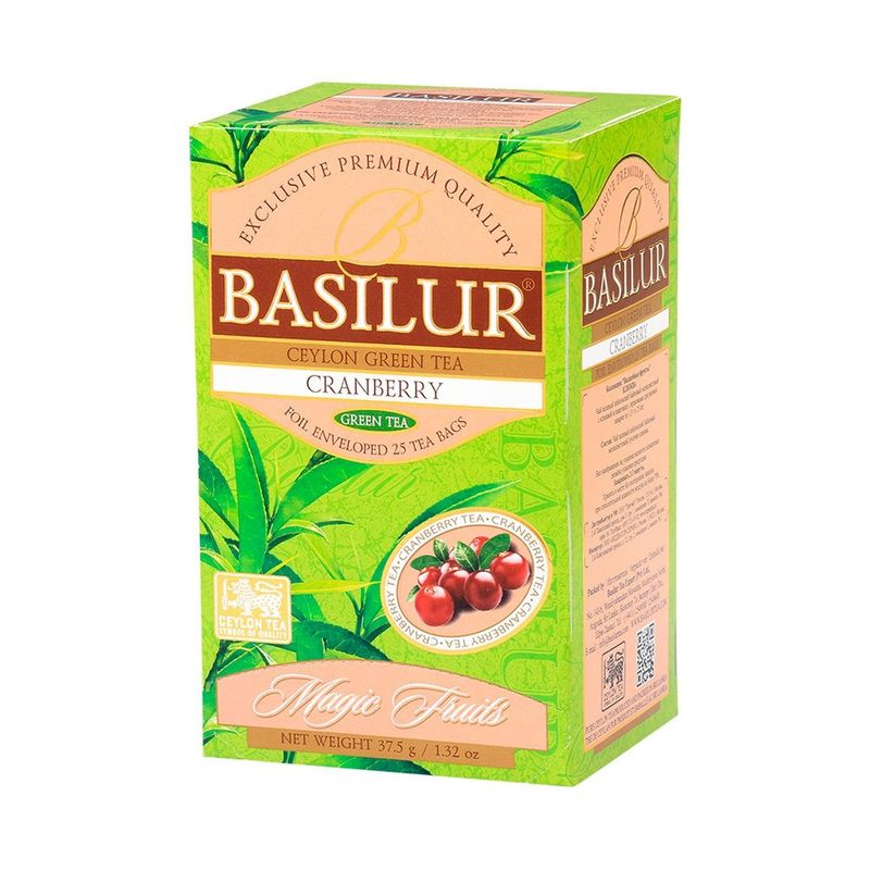 BASILUR - Te Verde Cranberries - Magic Fruit - 25 Bolsitas - Basilur
