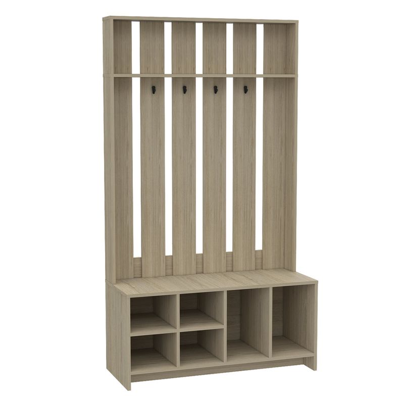 FMFURNITURE - Mueble Recibidor con 7 Repisas - Café Claro 172.6x96.8x39.3 cm